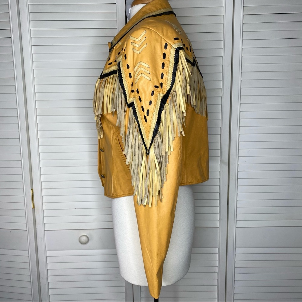 Western leather fringe jacket, Pioneer Wear size medium - Picture 5 of 13